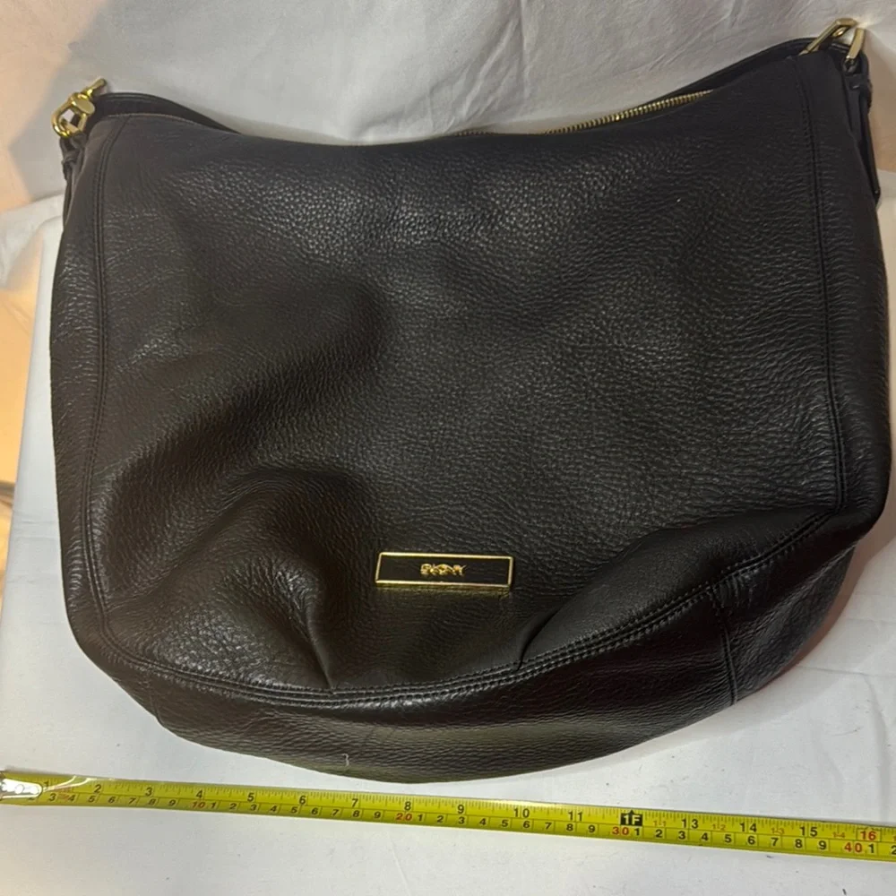 DKNY Black Leather Hobo Bag